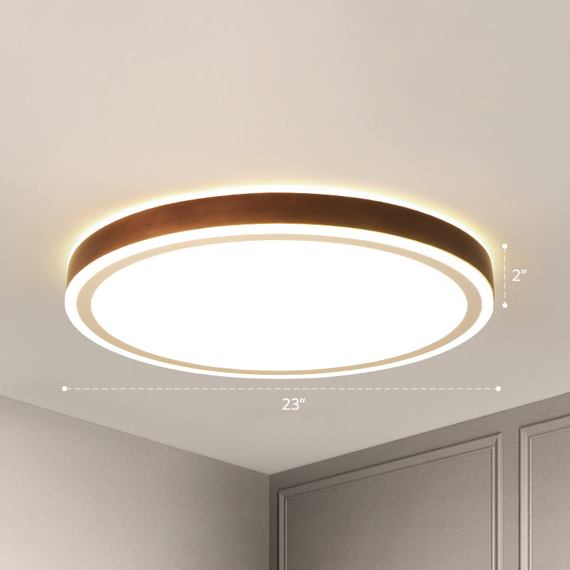 Minimalist Brown Geometric Led Flush Ceiling Light For Bedroom