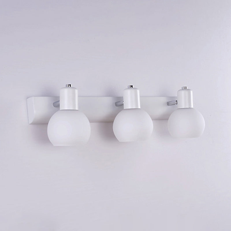 Sleek Dome Vanity Light Fixture: Opal Glass Wall Mounted Lighting 3 / White