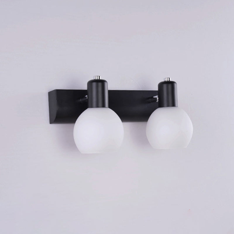 Sleek Dome Vanity Light Fixture: Opal Glass Wall Mounted Lighting 2 / Black