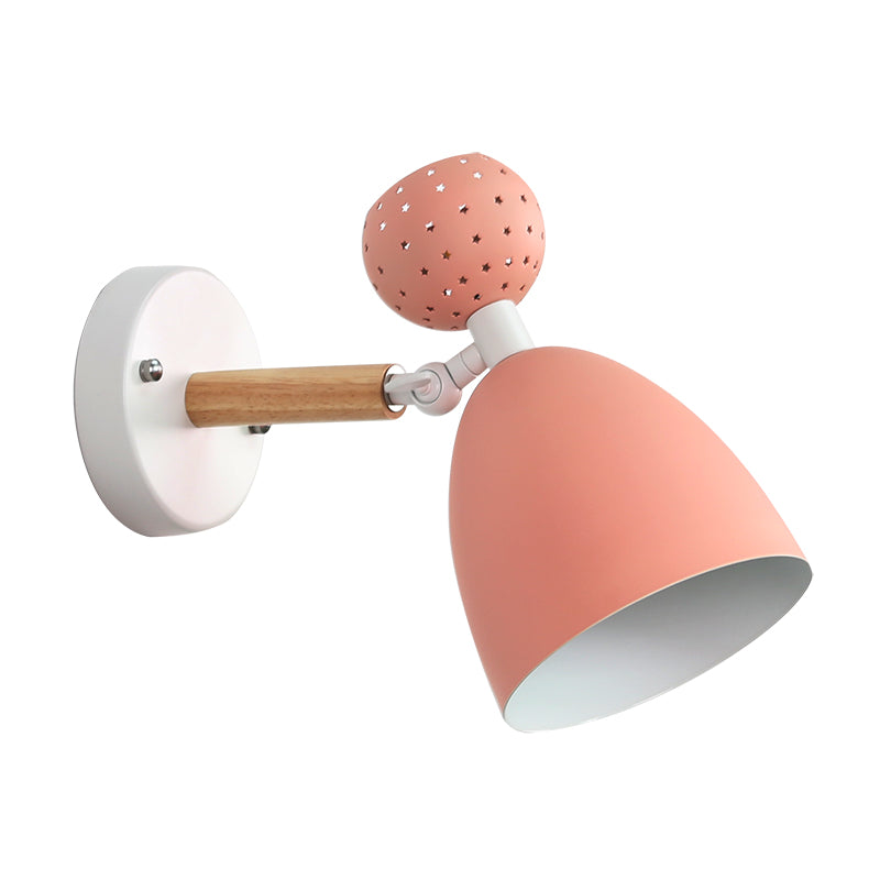 Macaron Bell Wall Mount Light Metal 2-Light Bedside Sconce With Star Cutouts - Creative Design