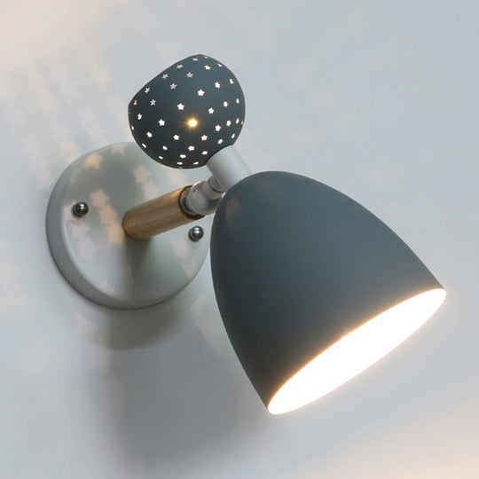 Macaron Bell Wall Mount Light Metal 2-Light Bedside Sconce With Star Cutouts - Creative Design