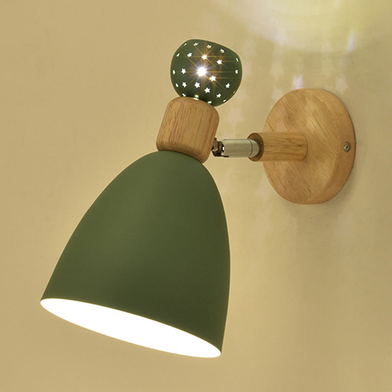 Macaron Bell Wall Mount Light Metal 2-Light Bedside Sconce With Star Cutouts - Creative Design Green