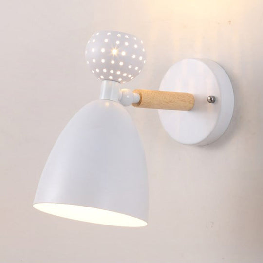 Macaron Bell Wall Mount Light Metal 2-Light Bedside Sconce With Star Cutouts - Creative Design White