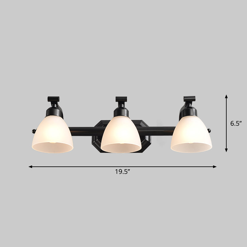 Black Finish Vanity Lamp - Countryside Opal Frosted Glass Bell Wall Sconce For Bathroom Lighting