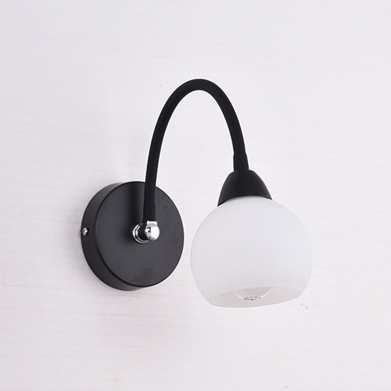 Retro Black Opaline Glass Wall Sconce: Ball Mounted Vanity Light For Bathroom 1 / Globe