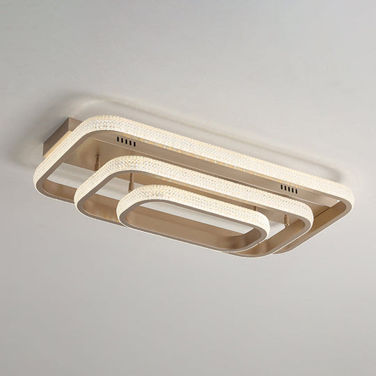 Modern Champagne Loop Flush Mount Led Ceiling Light / 33.5’ Rectangle