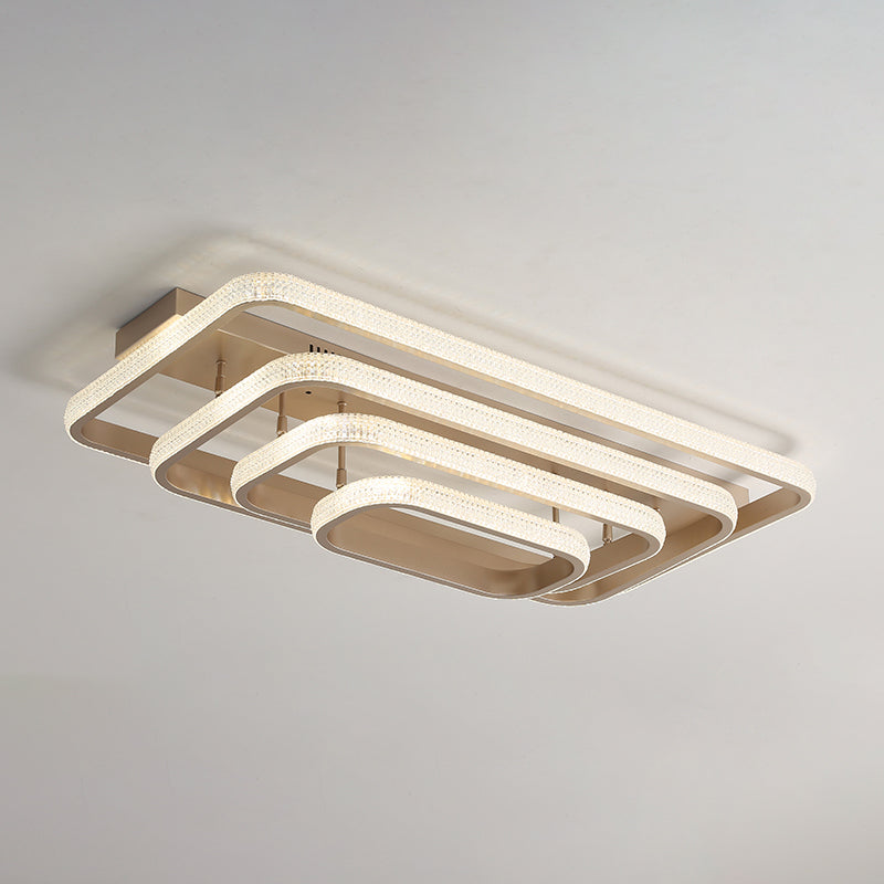 Modern Champagne Loop Flush Mount Led Ceiling Light / 41 Rectangle