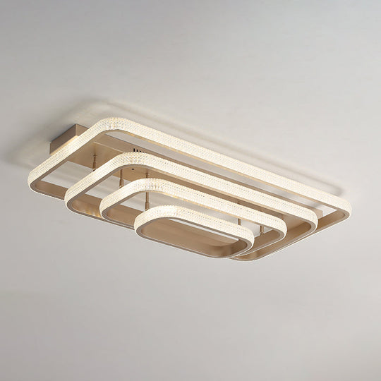 Modern Champagne Loop Flush Mount Led Ceiling Light / 41 Rectangle