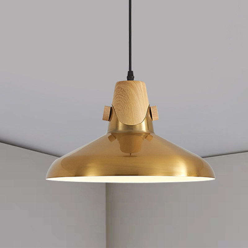 Modern Dome Metal Pendant Lighting - 1-Light Brass Hanging Lamp For Restaurant 8.5’/14’ Wide