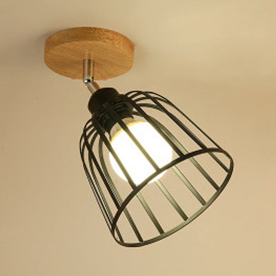 Industrial Black Metal Semi Flush Light With Adjustable Squared/Globe Design - Ideal For Corridors /