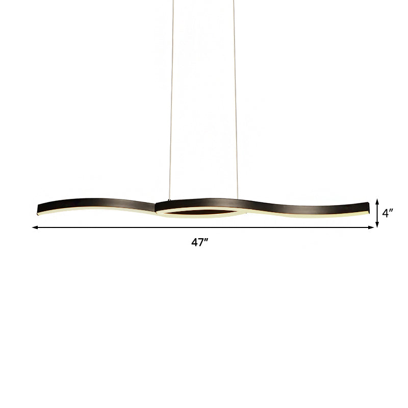 Wavy Acrylic Chandelier Light: Modern Black Led Ceiling Pendant Warm/White Light 39’/41’ W