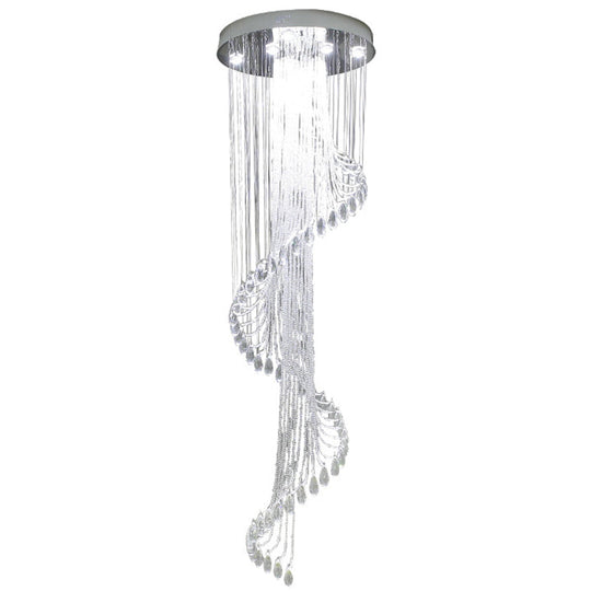 Sleek Crystal Spiral Pendant Lamp - Stylish 13 Light Led Hanging Fixture For Modern Living Rooms