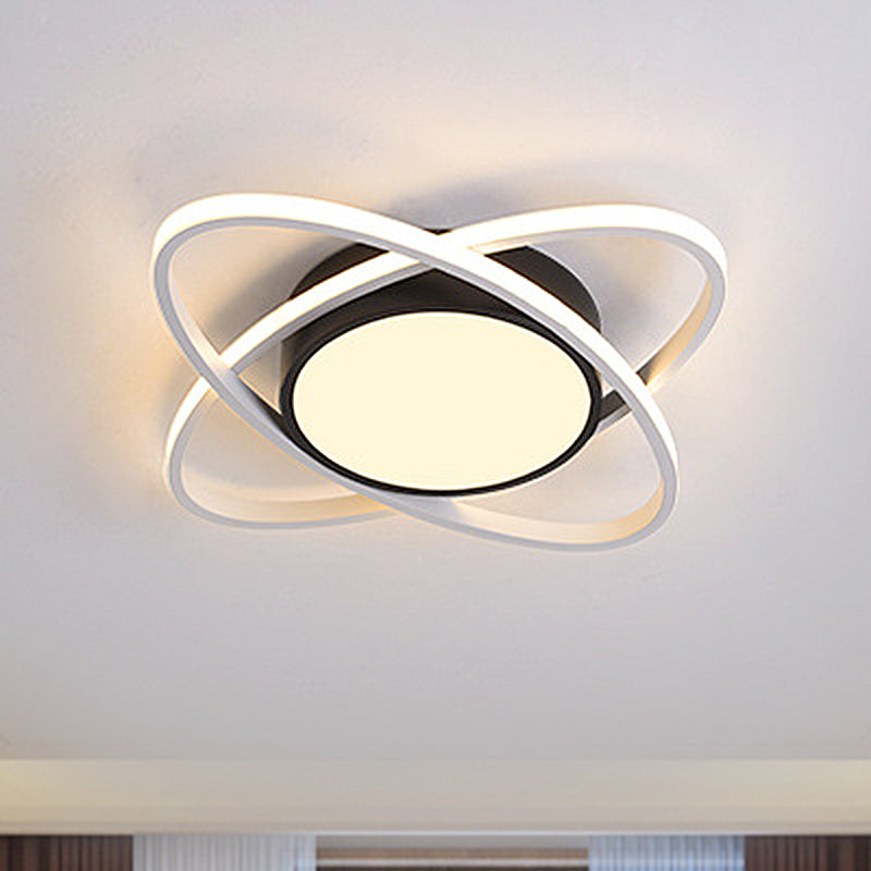20.5’/28’ Wide Oval Metal Flush Mount Lamp - Modern Black And White Led Ceiling Fixture With