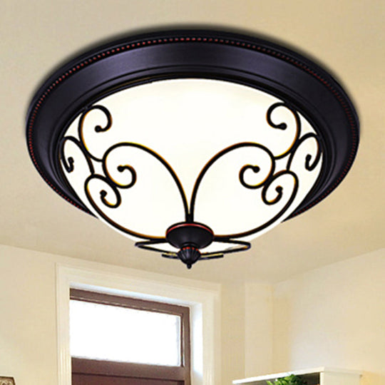 Bowl Bedroom Flush Mount Lamp - Classic Frosted Glass Led Ceiling Light White Warm/White 12.5/19.5