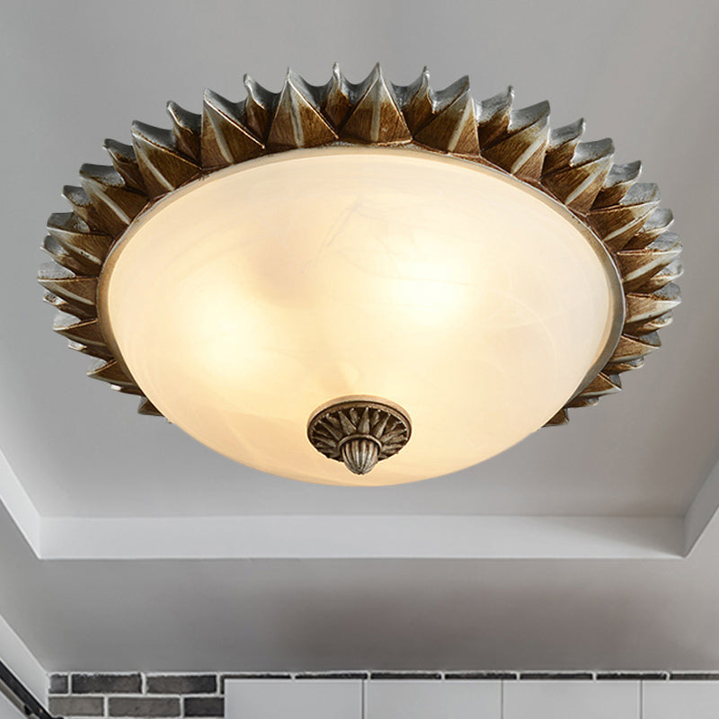 Traditional White Glass Flush Mount Ceiling Light For Dining Room - 1/3 Sunburst Lights Sizes 9’