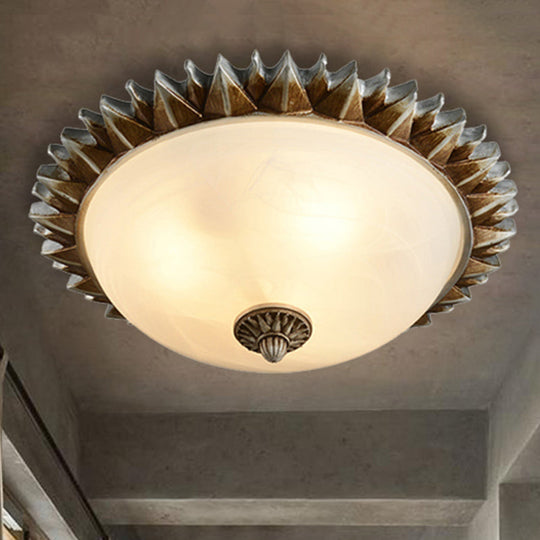 Traditional White Glass Flush Mount Ceiling Light For Dining Room - 1/3 Sunburst Lights Sizes 9’