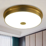 Traditional Led Bedroom Ceiling Light In Black/Gold With Round White Glass Flush Fixture Multiple