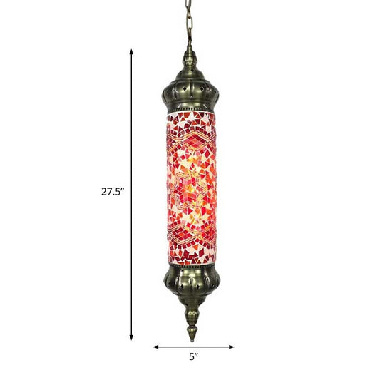 Retro Colorful Glass Bronze Tube Pendant Light - 1/4 Heads Ceiling Fixture For Living Room