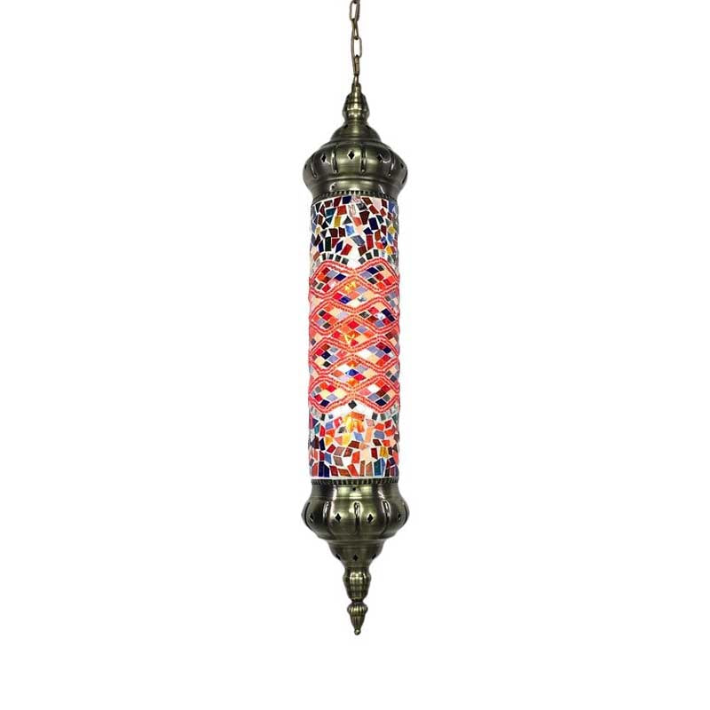 Retro Colorful Glass Bronze Tube Pendant Light - 1/4 Heads Ceiling Fixture For Living Room