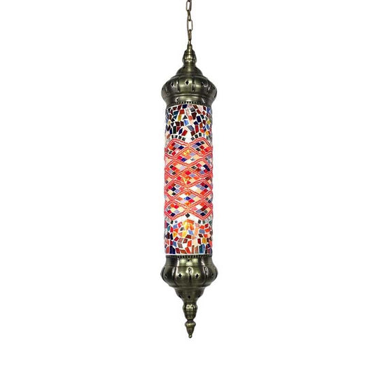 Retro Colorful Glass Bronze Tube Pendant Light - 1/4 Heads Ceiling Fixture For Living Room