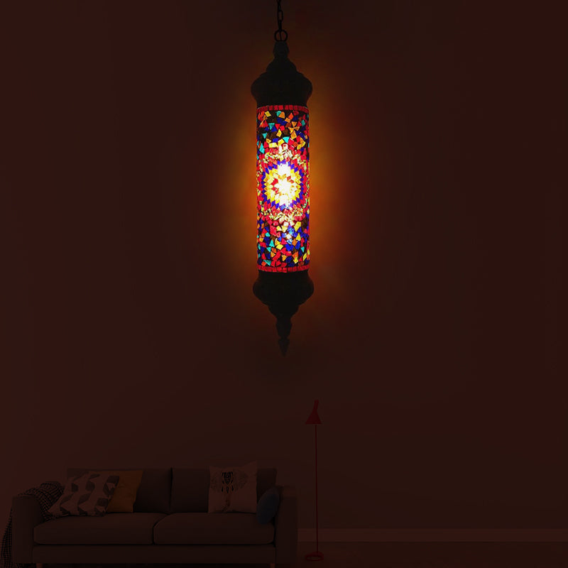 Retro Colorful Glass Bronze Tube Pendant Light - 1/4 Heads Ceiling Fixture For Living Room / D 1