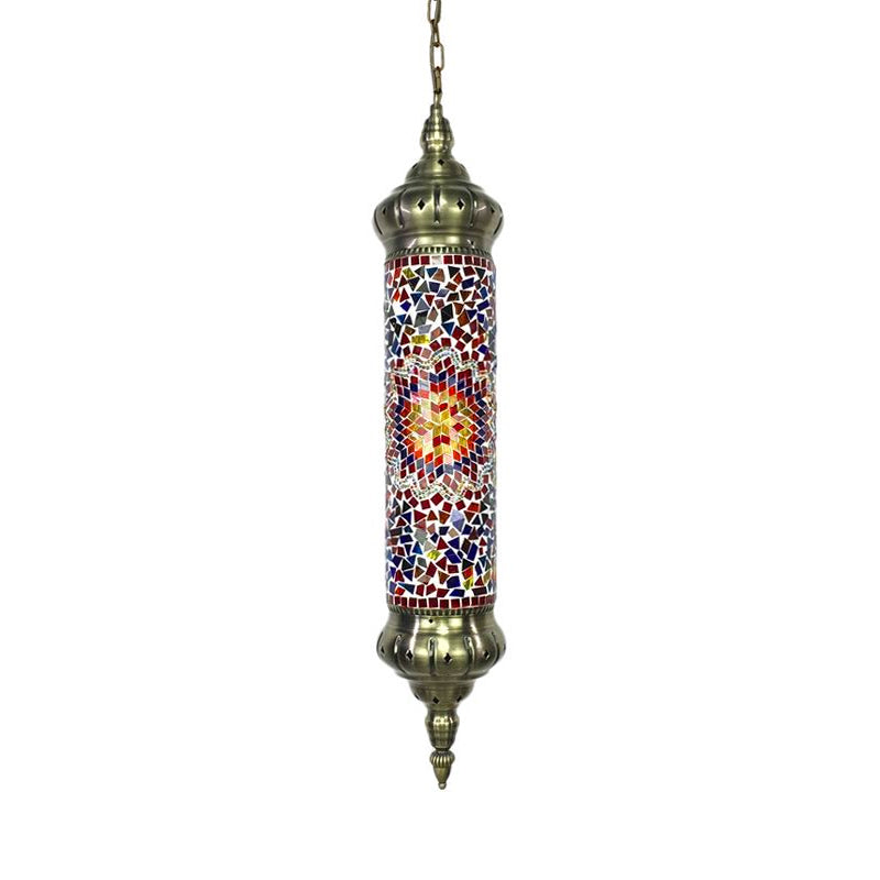 Retro Colorful Glass Bronze Tube Pendant Light - 1/4 Heads Ceiling Fixture For Living Room
