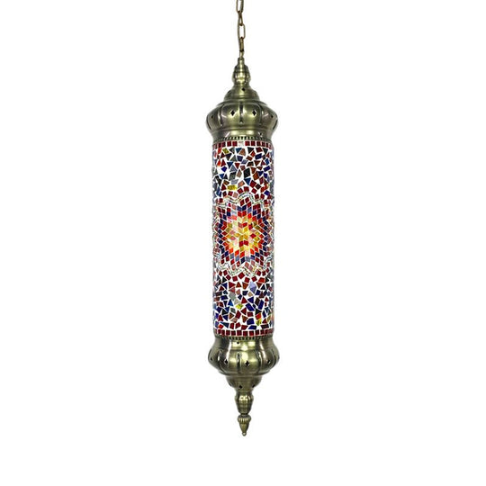 Retro Colorful Glass Bronze Tube Pendant Light - 1/4 Heads Ceiling Fixture For Living Room