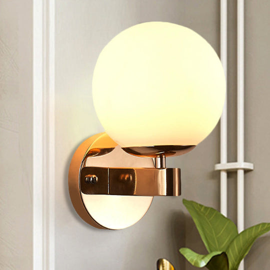 Vintage Style Chrome/Gold Wall Sconce With Opaline Glass Sphere For Bedroom Décor Gold