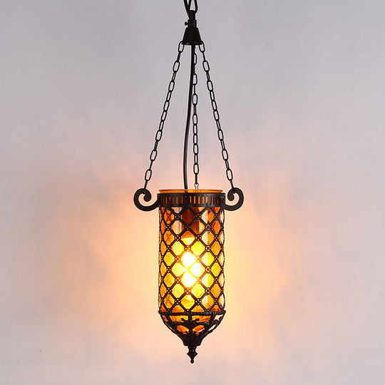 Pencil Glass Pendant Lamp - Antique Hanging Light Fixture With Blue/Green/Purple Tones For Living