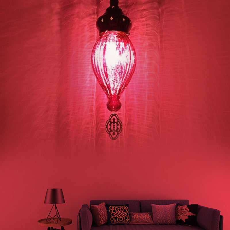 Suspension Pendant Light: Teardrop In Red/Pink/Yellow For Living Room - Traditional Style With 1/4