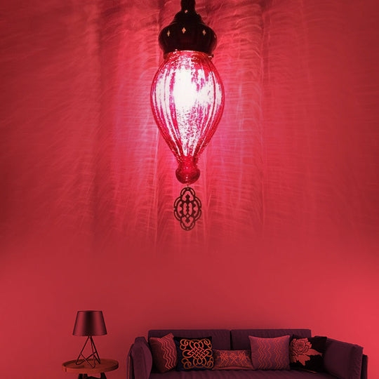 Suspension Pendant Light: Teardrop In Red/Pink/Yellow For Living Room - Traditional Style With 1/4