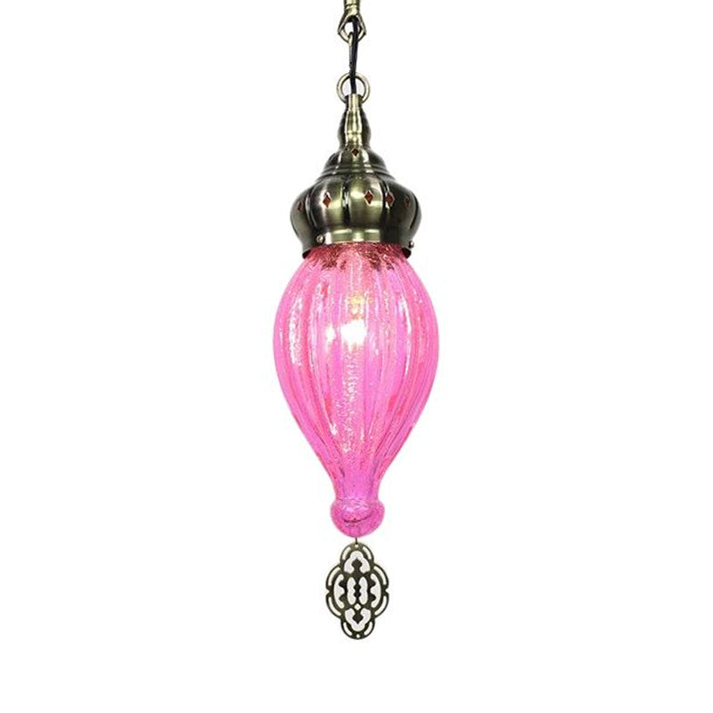 Suspension Pendant Light: Teardrop In Red/Pink/Yellow For Living Room - Traditional Style With 1/4
