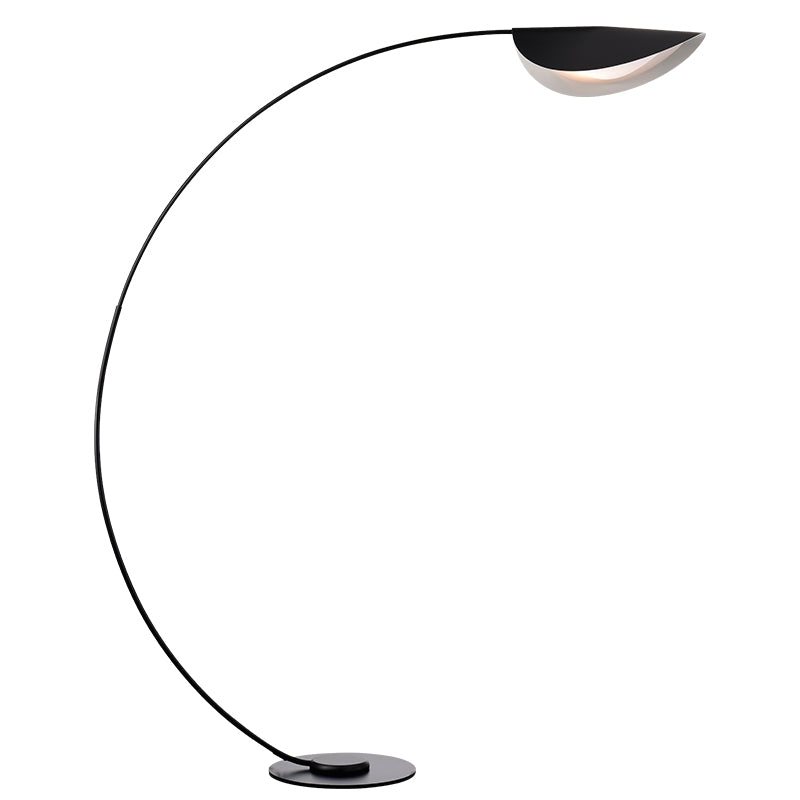 Macaron Arc Floor Lamp With Metallic Finish - 1-Light Stand Up Light For Living Room Bendable Shade