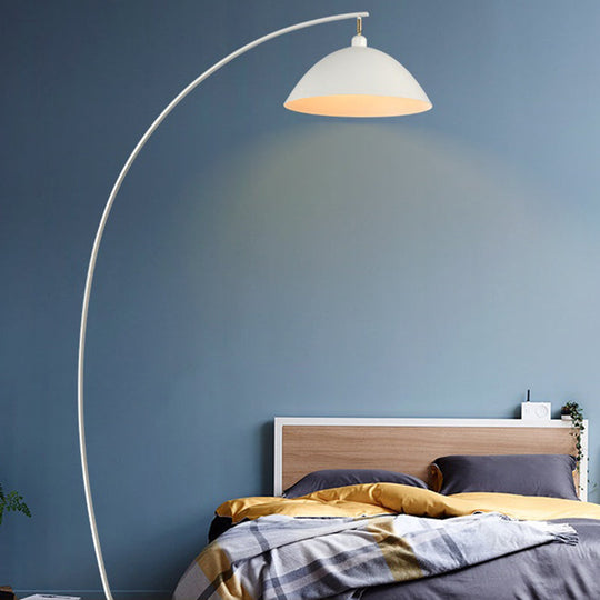 Metallic Fishing Rod Floor Lamp - Macaron 1 Head Stand Light With Lampshade