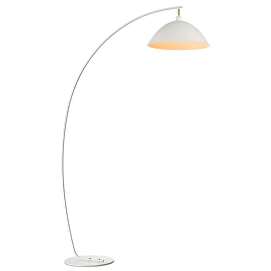 Metallic Fishing Rod Floor Lamp - Macaron 1 Head Stand Light With Lampshade White / Barn