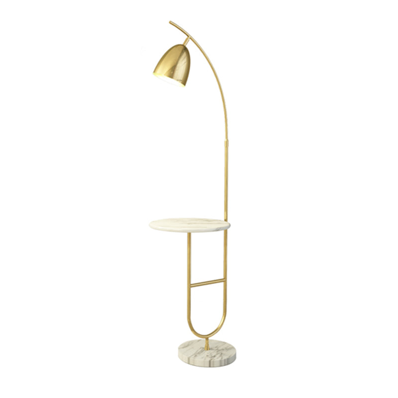 Postmodern Metal Floor Lamp With Bell Shape And Side Table - Perfect For Reading In The Living Room