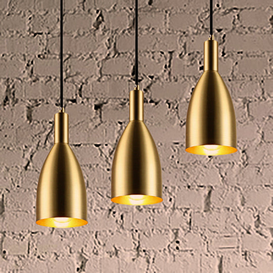 Retro Stylish Metallic Pendant Lighting - Brass Finish Bottle Design 1 Light Living Room Hanging