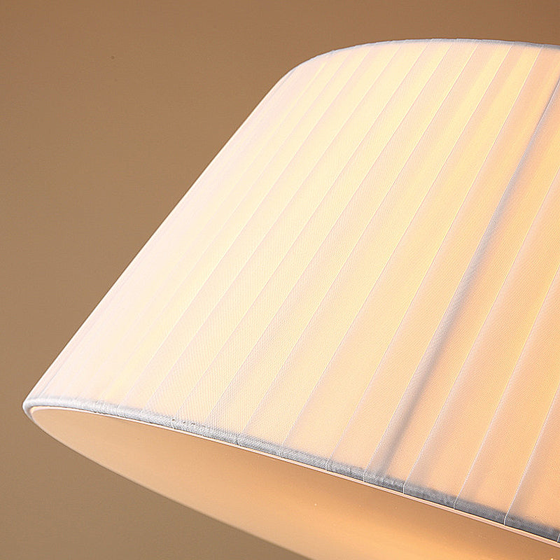 Classic White Semi Flush Mount Ceiling Fixture - 3/4 Lights With Drum Fabric Shade 16’/20’ Wide