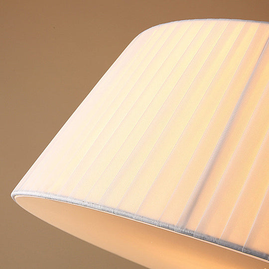 Classic White Semi Flush Mount Ceiling Fixture - 3/4 Lights With Drum Fabric Shade 16’/20’ Wide