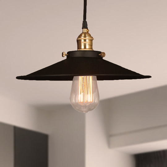 Industrial Style Metal Conic Ceiling Pendant With 1 Light In Brass/Weathered Brass