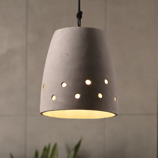 Industrial Domed Pendant Lighting In Grey - 1 Light Cement Ceiling Lamp