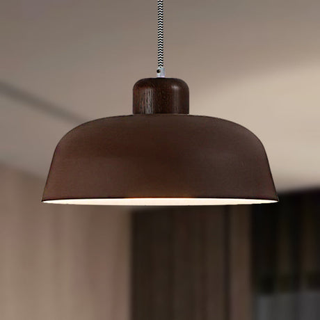 Vintage Style Metallic Pendant Lamp 12/15 W Bowl Shade Ceiling Hanging Light For Dining Table 1