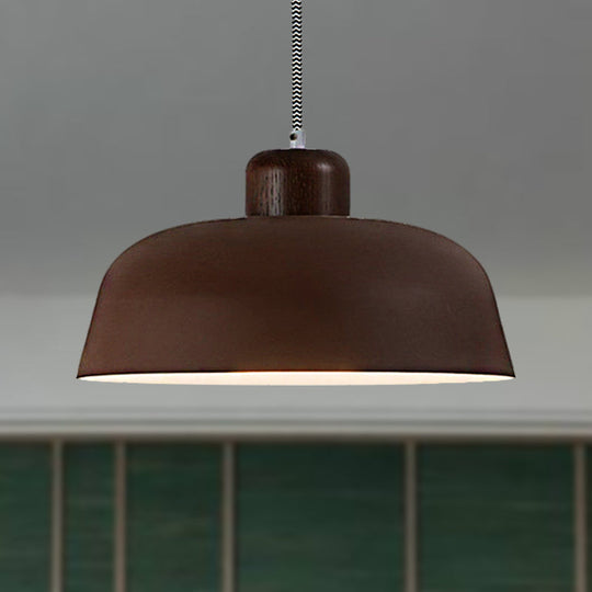 Vintage Style Metallic Pendant Lamp For Dining Table Ceiling With 12’/15’ W Bowl Shade 1 Light
