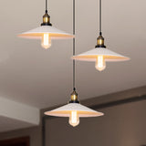 Sleek Industrial Saucer Pendant Light With 3 Metal Bulbs And White Canopy / Round