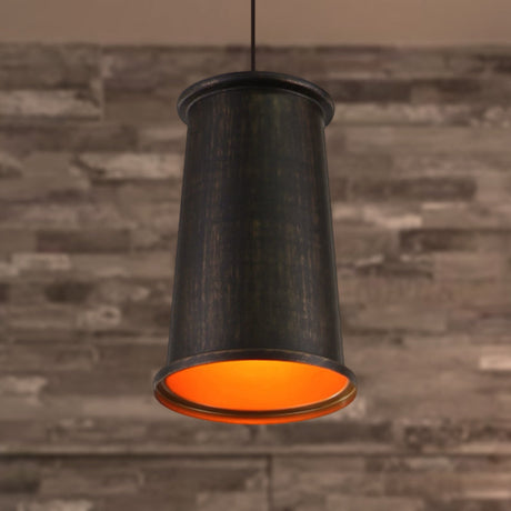 Vintage Style Pendant Light With Metallic Tapered Shade - 1 Bulb Suspension For Dining Room In