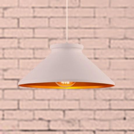 Vintage Style Pendant Light With Metallic Tapered Shade - 1 Bulb Suspension For Dining Room In