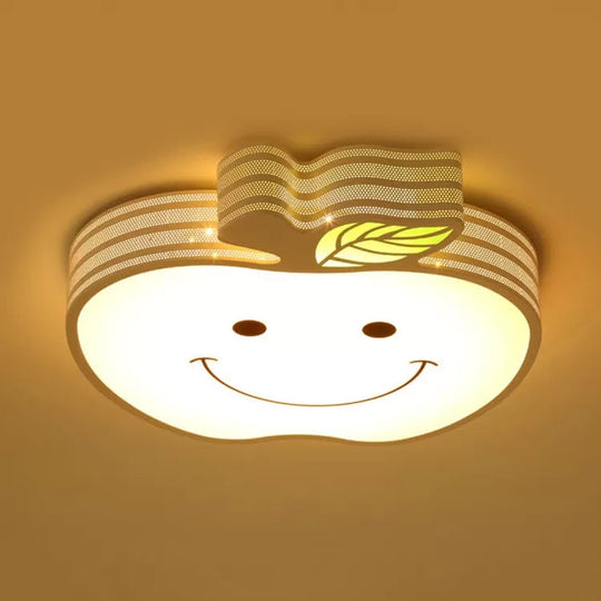 Modern Apple Flush Mount Light: Acrylic Metal Nordic Style Ceiling Fixture For Living Rooms