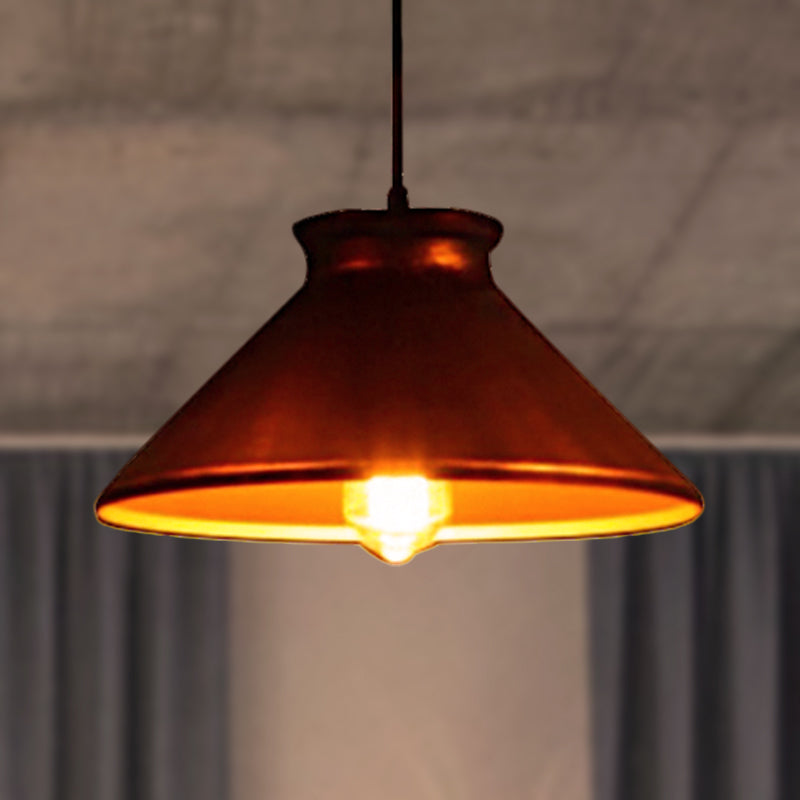 Vintage Style Pendant Light With Metal Shade | 1 Bulb Suspension Lighting For Dining Room In
