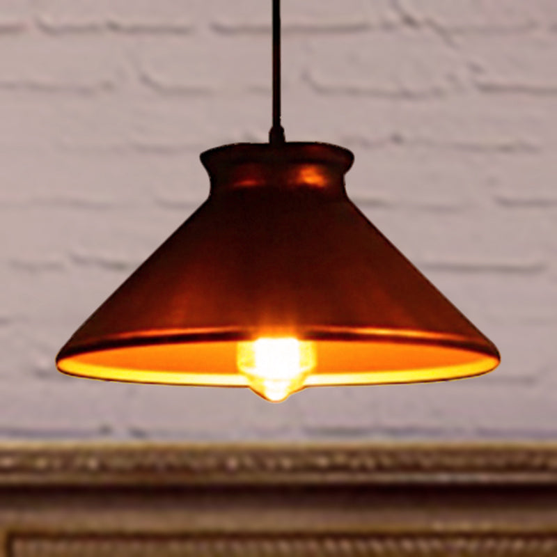 Vintage Style Pendant Light With Metal Shade | 1 Bulb Suspension Lighting For Dining Room In