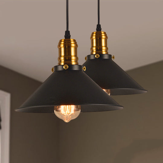 Vintage Cone Metal Ceiling Pendant Light - 1/2/3-Pack Black Stylish Design 10’/12’/14’ Width
